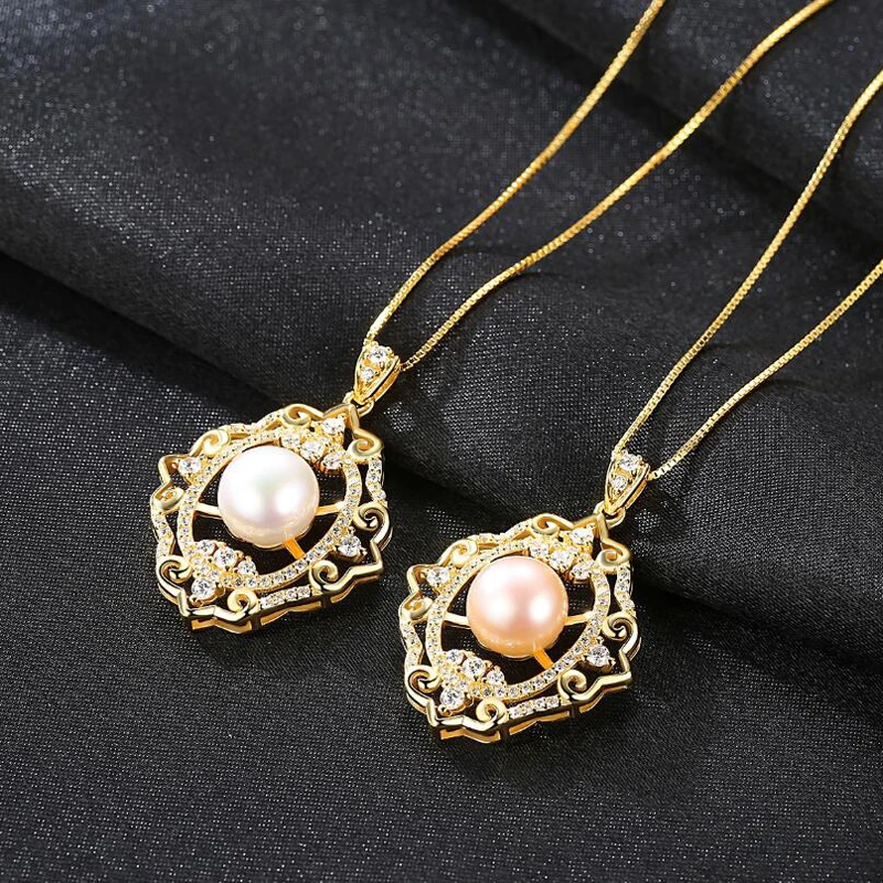[MeiBaPJ]Real Freshwater Pearl Simple Personality Golden Shield Pendant Necklace 925 Solid Silver Fine Jewelry for Women | Украшения и