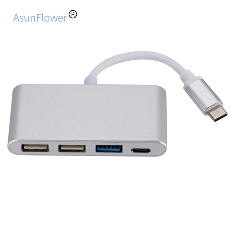3,1 USB C концентратор type C к USB 3,0 сплиттер конвертер для MacBook Pro Air портативный Hab адаптер Аксессуары для ноутбуков - Цвет: Silver