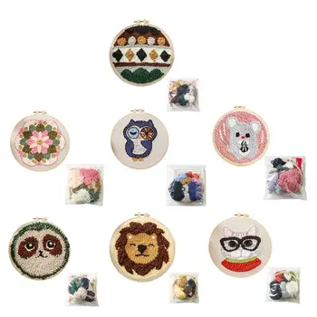 

Hot Sales DIY Unfinished Embroidery Poked Kit Punch Needle Cross Stitch Material Bag for Beginner Handcraft