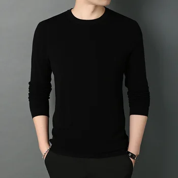 

2020 new autumn Round neck long-sleeved Sweaters men's solid color knitted bottoming shirt ws206