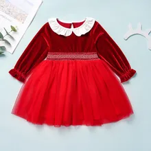 Robe fillette princesse/бархатное платье для девочек; рождественское платье для девочек; зимние платья с длинными рукавами для девочек;#5G4