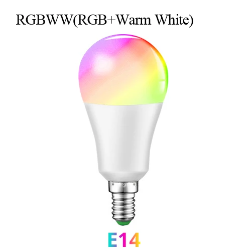 E14 RGBWW EeeToo светодиодный умный светильник, Wi-Fi светильник, Лампа 15 Вт, затемняемый E27 B22 E14, беспроводная умная лампа, работающая с Google Home Alexa, светодиодный ночник - Испускаемый цвет: E14 RGBWW