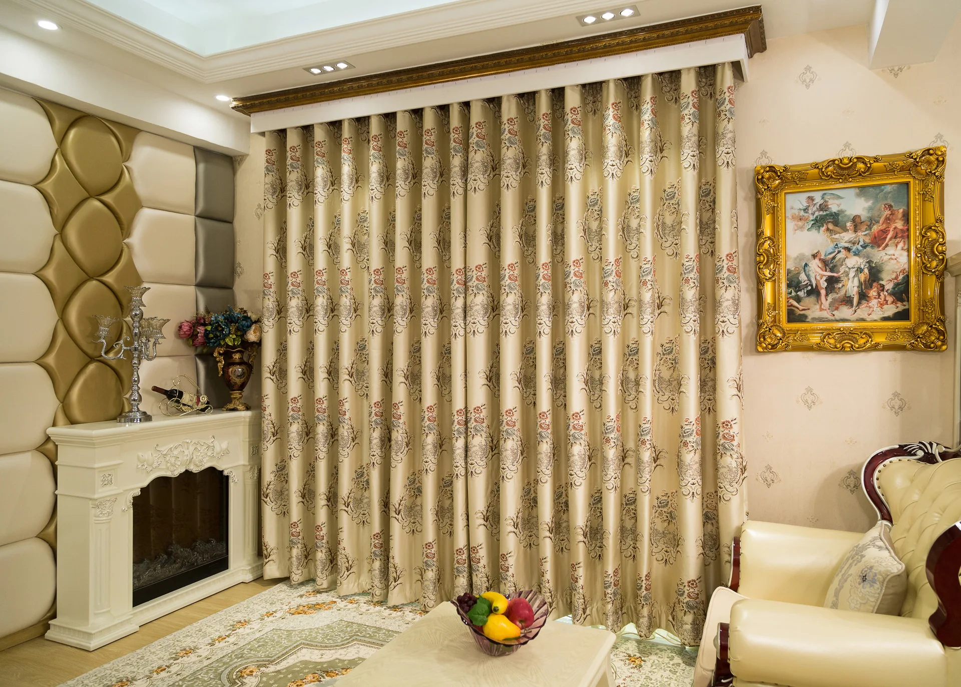 

European Jacquard Relief Shade Curtains for Living Dining Room Bedroom.