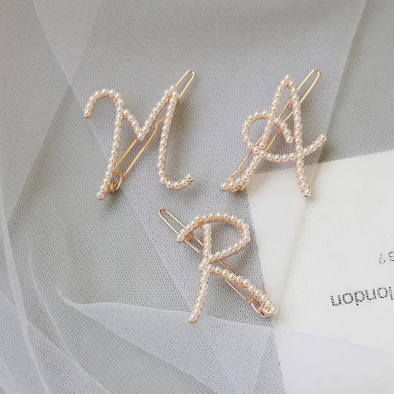 Женская имитация жемчуга; ожерелье лягушка Bobby Pins элегантный полый почерк заглавные буквы Свадебная заколка для волос Банкетный аксессуар для волос