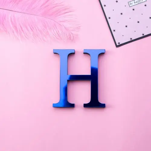 A-Z Алфавит буквы акриловые зеркальные настенные художественные стикеры Наклейка DIY вечерние украшения для дома и праздника - Цвет: H
