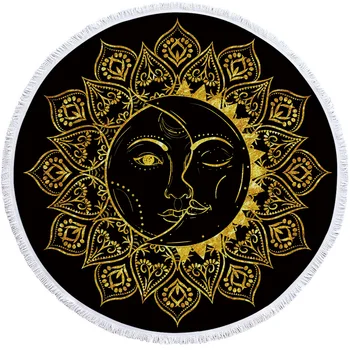 

2020 New Geometric Printed Round Beach Towel Absorbent Microfiber Towels For Kids Adults Toalla Beach Carpet Tapestry Blanket