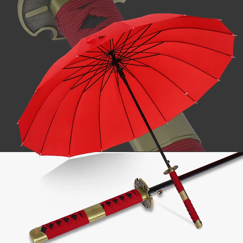 Wholesale Japanese Anime Demon Slayer Samurai Umbrella 8k Long Handle Large Creative Sword