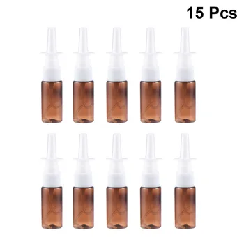 

10pcs 15ml Portable Nasal Sprayer Bottle Rhinitis Refillable Fine Mist Empty Spray Bottles (Brown Pet + 18R Direct Injection)