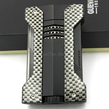 Креативный ветрозащитный фонарь из углеродного волокна, многоразовые зажигалки для сигар, зажигалка для сигар с подарочной коробкой, подходит для Cohiba