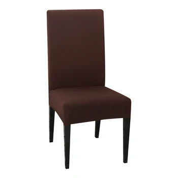 

1/4/6PCS Chair Cover Modern Brown Color Chair Cover Spandex Stretch Elastic Chair Covers Dining Seat Cover In Stock