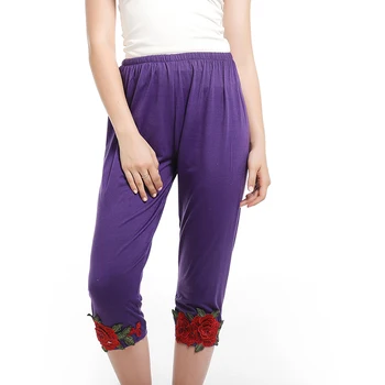 

Spring Autumn Fashion Shorts Women Flower Embroidered Solid Color Shorts Female High Waist Casual Plus Size L-4XL