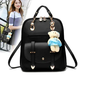 

PU Leather School Shoulder Bags Women Backpacks Teenage Girls College Student Casual Bag Knapsack Book Backpacks