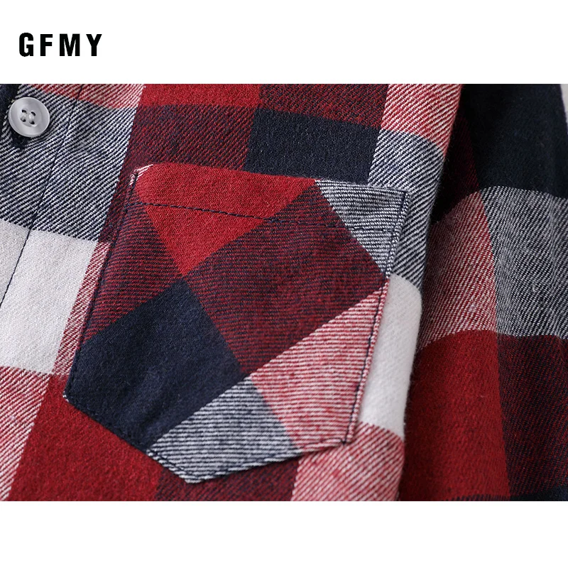 GFMY Autumn 100% Cotton Full Sleeve Fashion kids Plaid Shirt 2T-14T Casual Big Kid Clothes Can Be a Coat