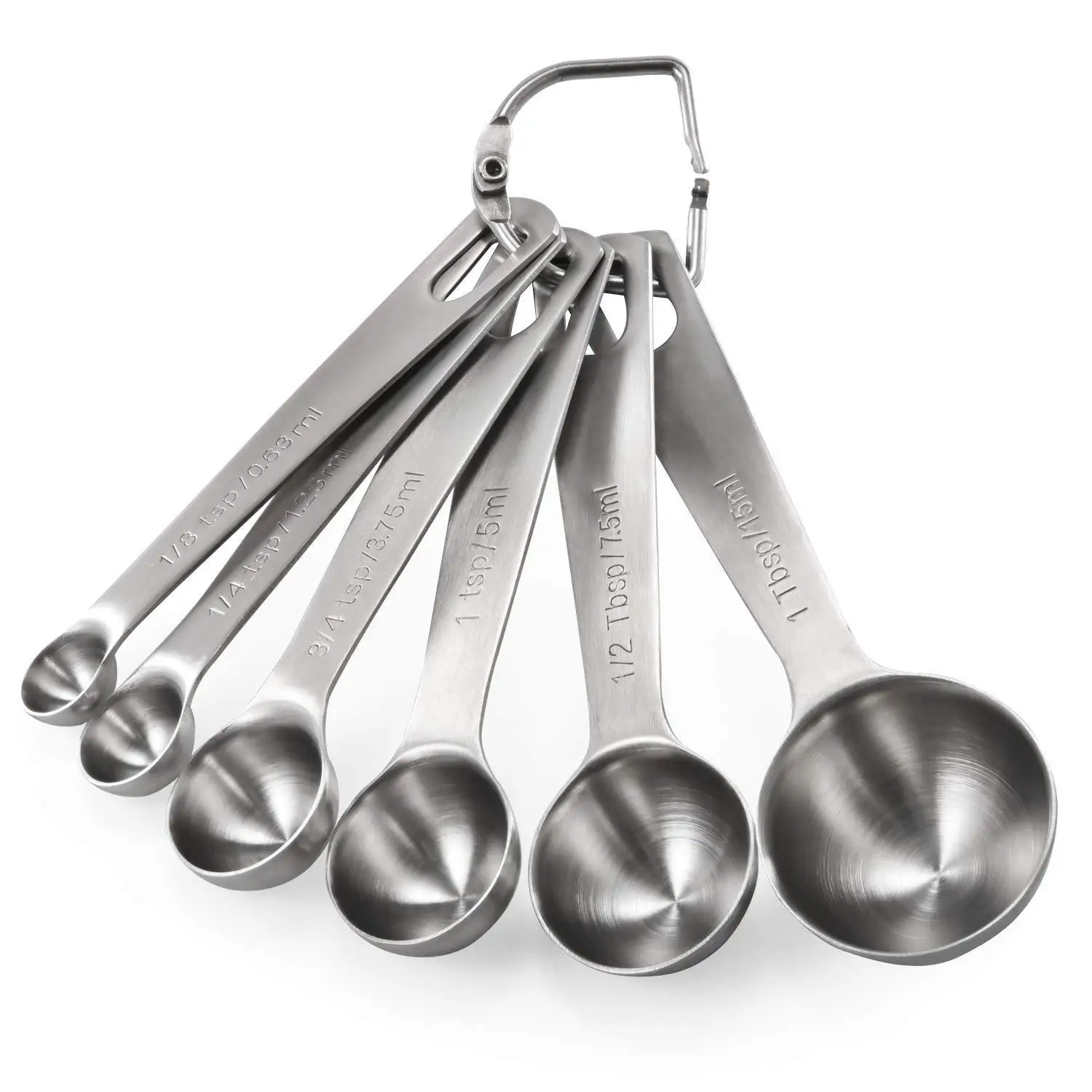 Stainless Steel Measuring Cups and Spoons Set: 7 Cup and 7 Spoon Metal Sets of 1