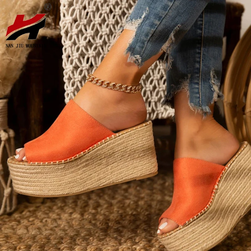 

NANA JIU MOUNTAIN 2020 Wedge Sandals Women Summer High Heels Platform Sandals Casual Outdoor Slippers Handmade Weave Plus Size