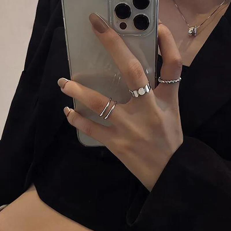 Ring Set Fashion Hollow Heart 5PCS Elegant Vintage Silver Adjustable Women Finger Jewelry Wedding Party Gift ring set finger ring silver ring adjustable rings wedding rings wedding ring