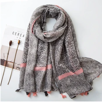 

women autumn winter Spain style fashion design long plant leaf print scarf bufandas print scarves invierno mujer Muffler Headban