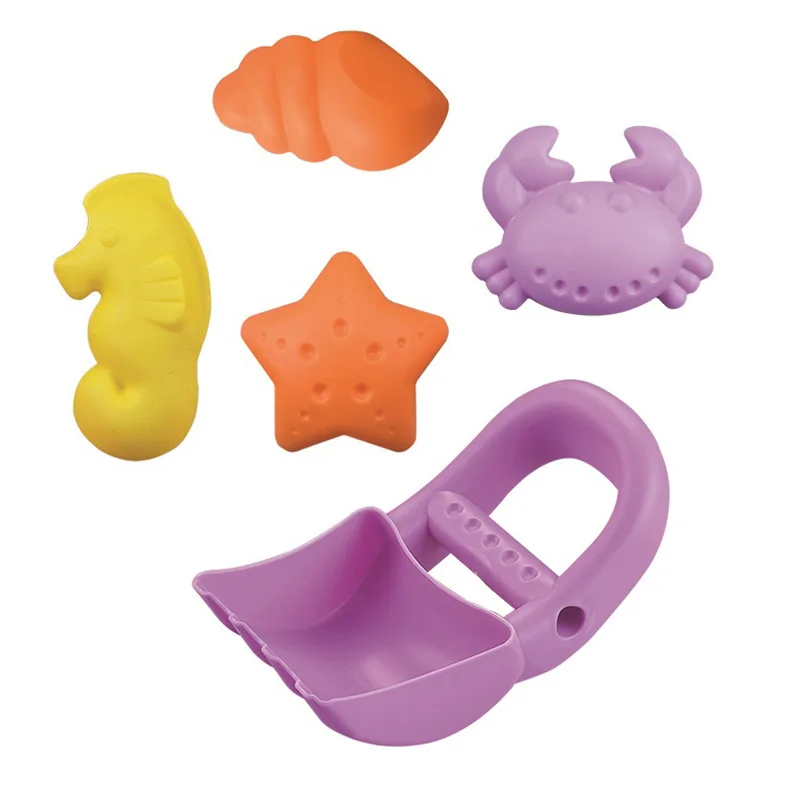 Summer Beach Toy 5 Pieces Children Play with Water Play Sand Combination Baby Bath Dredging Marine Organism Mould