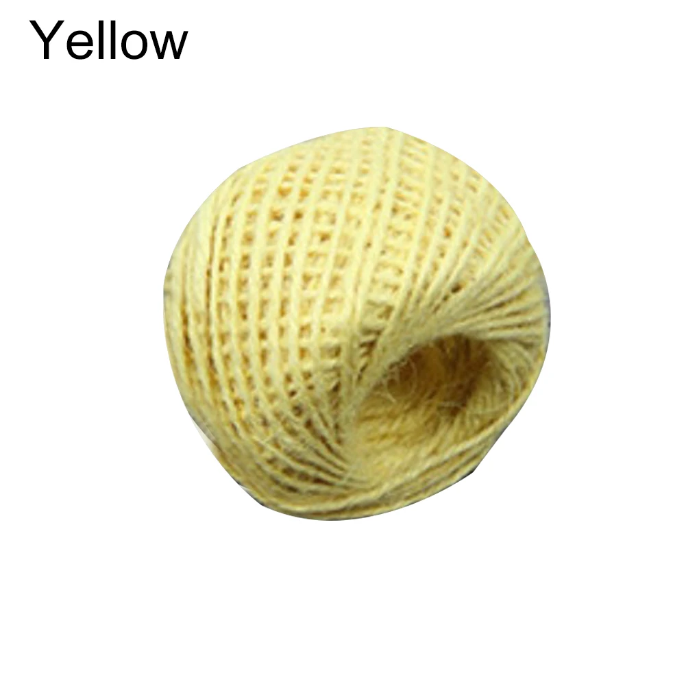 Yellow 50M Natural Burlap Hessian Jute Twine Cord Hemp Rope String Gift Packing String Christmas Event& Party Supplies Practical Goods - Цвет: Yellow