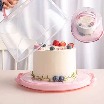 

Cake Carrier Holder Transporter 10 inch Cover Storage Container Stand for Cupcakes Cakes with Collapsible Handle Dropshipping