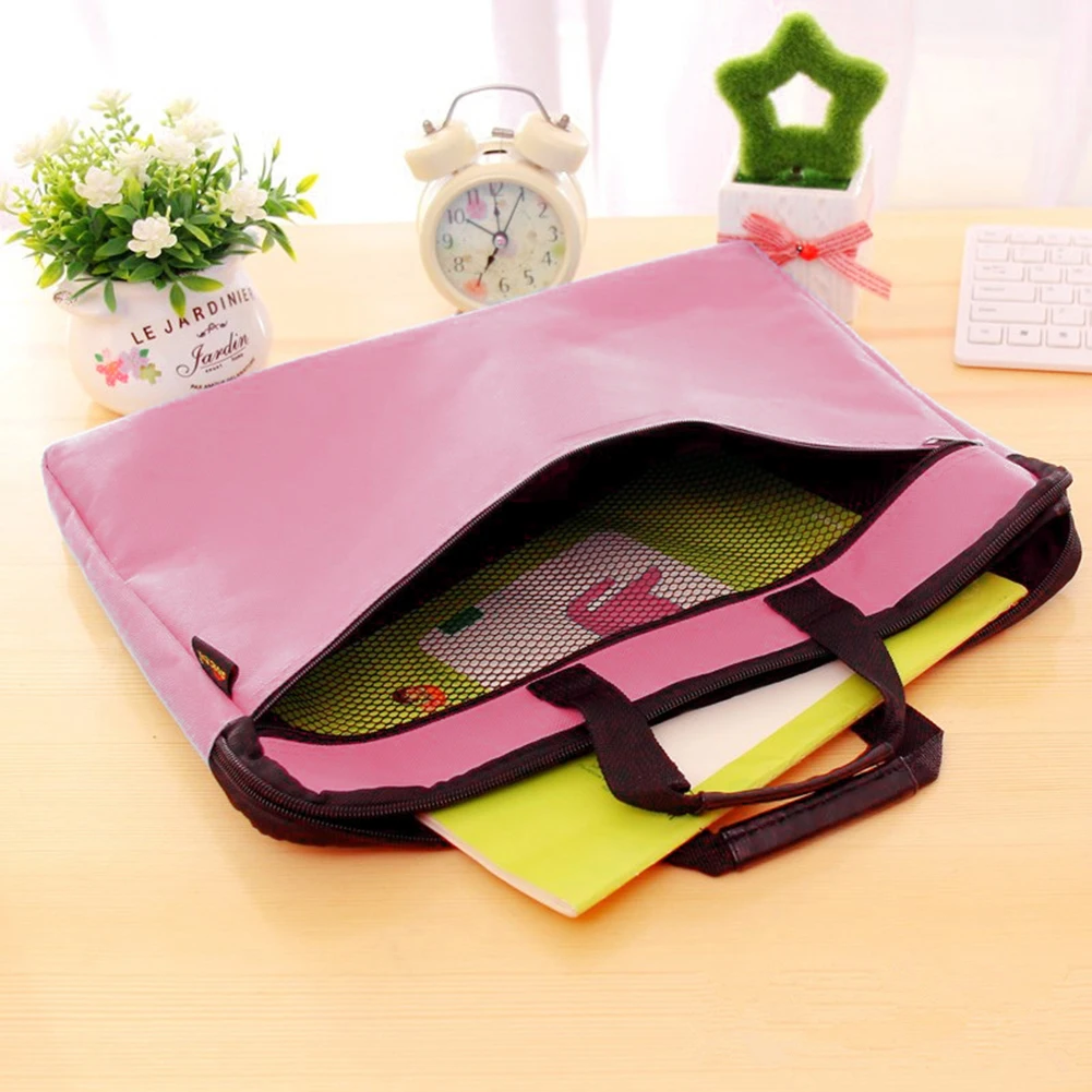 Unisex Portable Large Capacity Oxford Cloth Zipper Document Bag Durable Practical Zipper Closure Storage Pouch