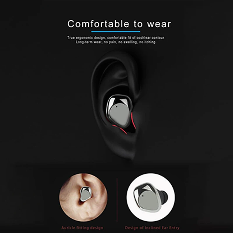 Стерео беспроводные для bluetooth-гарнитуры, шумоподавление объемного звука IPX7 водонепроницаемый сильный бас наушники-вкладыши