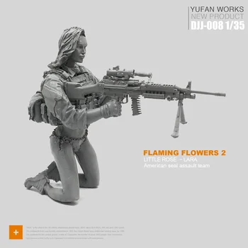 

Yufan Model 1/35 Female Soldier Seals Commando Team Rose Laura Series Machine Gunner Resin Figure Beauty Djj-08