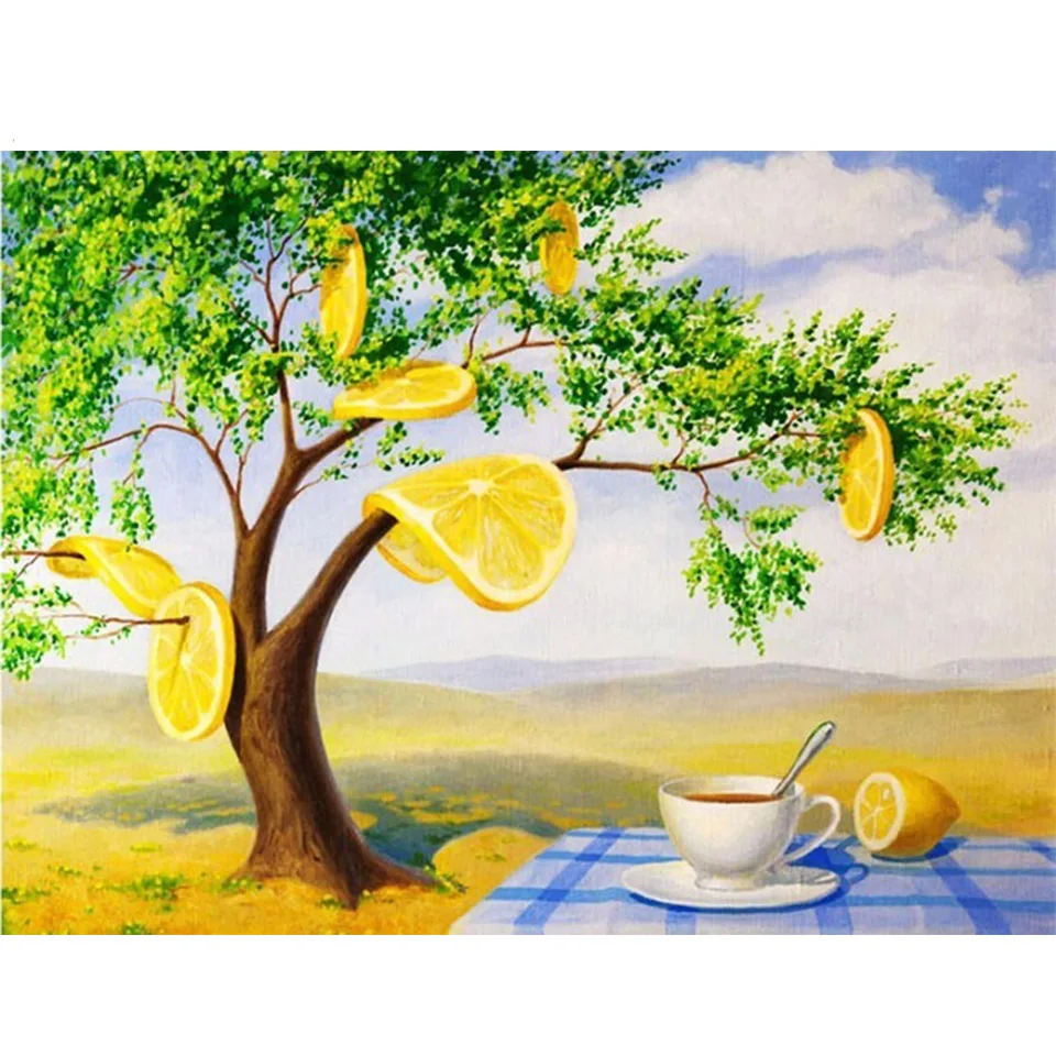 5D DIY Diamond Painting fruit lemon Full Square Diamond Embroidery Decor Home Resin Drill Crystal Picture Of Rhinestone
