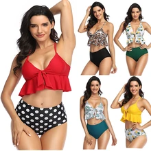 Aipbunny сексуальный комплект бикини с оборками Dott женский купальник с подкладкой из двух частей Раздельные купальники купальный костюм для женщин