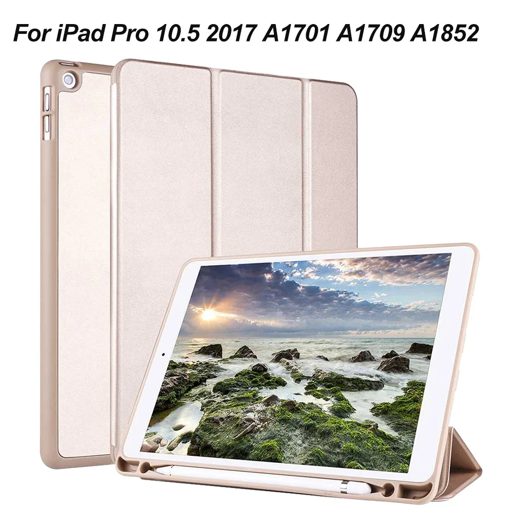 Флип-чехол для iPad Pro Air 10,5 TPU Защитный чехол PU флип-подставка смарт-чехол для iPad 10,2 дюймов 7-го поколения - Цвет: Gold pro 10.5