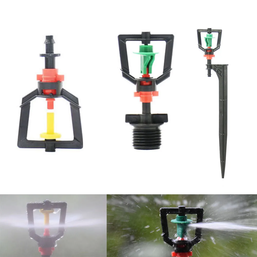 5Pcs 360 Degrees Rotating Sprinkler Refraction Mist Nozzle With Holder 1/2 Thread Barb Connector Watering Irrigation | Дом и сад