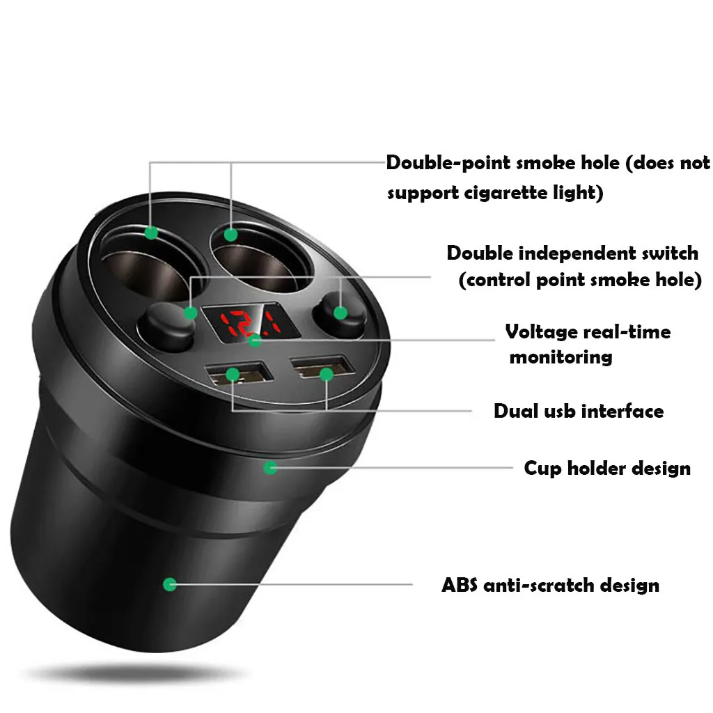 Автомобильное зарядное устройство 2 USB DC/5 V 3.1A чашка питания адаптер прикуриватель разветвитель зарядное устройство для мобильного телефона s с напряжением светодиодный дисплей