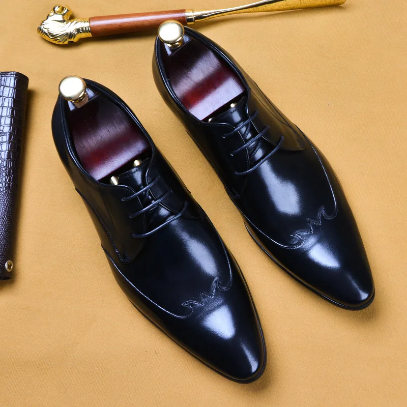 

2019 Spring And Summer New Style England Small Leather Shoes Men's Women's Pointed-Toe Genuine Leather Business Casual Leather S
