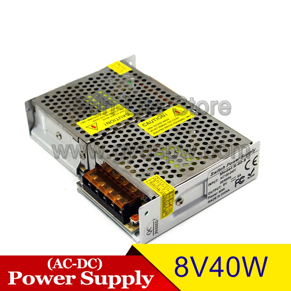 Переменный DC8V 5A 40W переключатель питания Трансформатор 110v 220v AC DC 8V источник питания s для USB освещения CCTV реклама