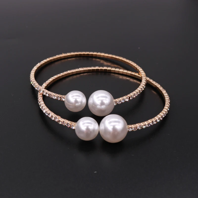 New Fashion Crystal Pearl Bracelet Rhinestone Gold And Silver Circle Bangles Bracelets Jewelry Party Gifts For Women | Украшения и