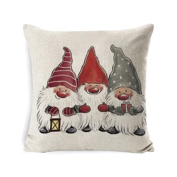 

Christmas Decorations Throw Pillow Covers Linen Elf Gnome Santa Printed Winter Pillow Cases Car Cushion Covers Farmhouse Decor