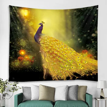 

Psychedelic Hu Peacock Background Cloth Decoration Fabric Tapestry Tapestry Bedroom Decoration Fabric Boho Wall Hanging