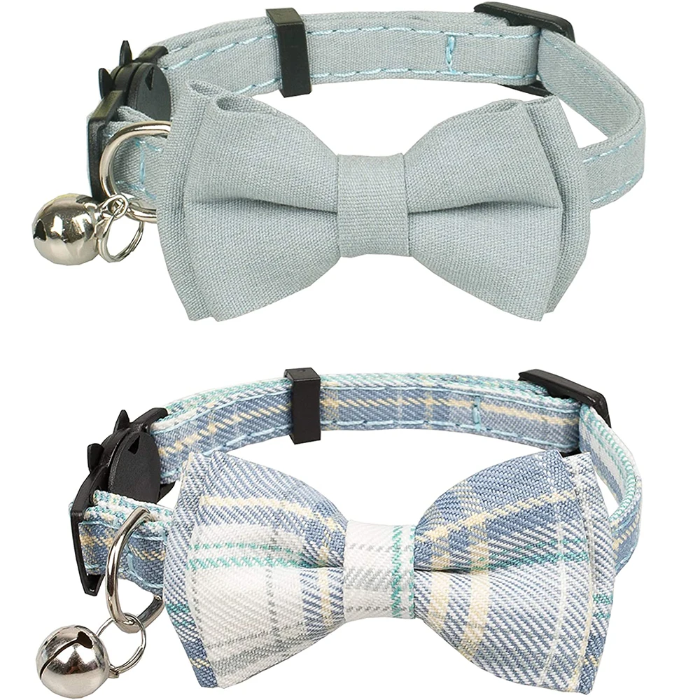 Ошейник с колокольчиком и классическая клетчатая галстук-бабочка Регулируемые