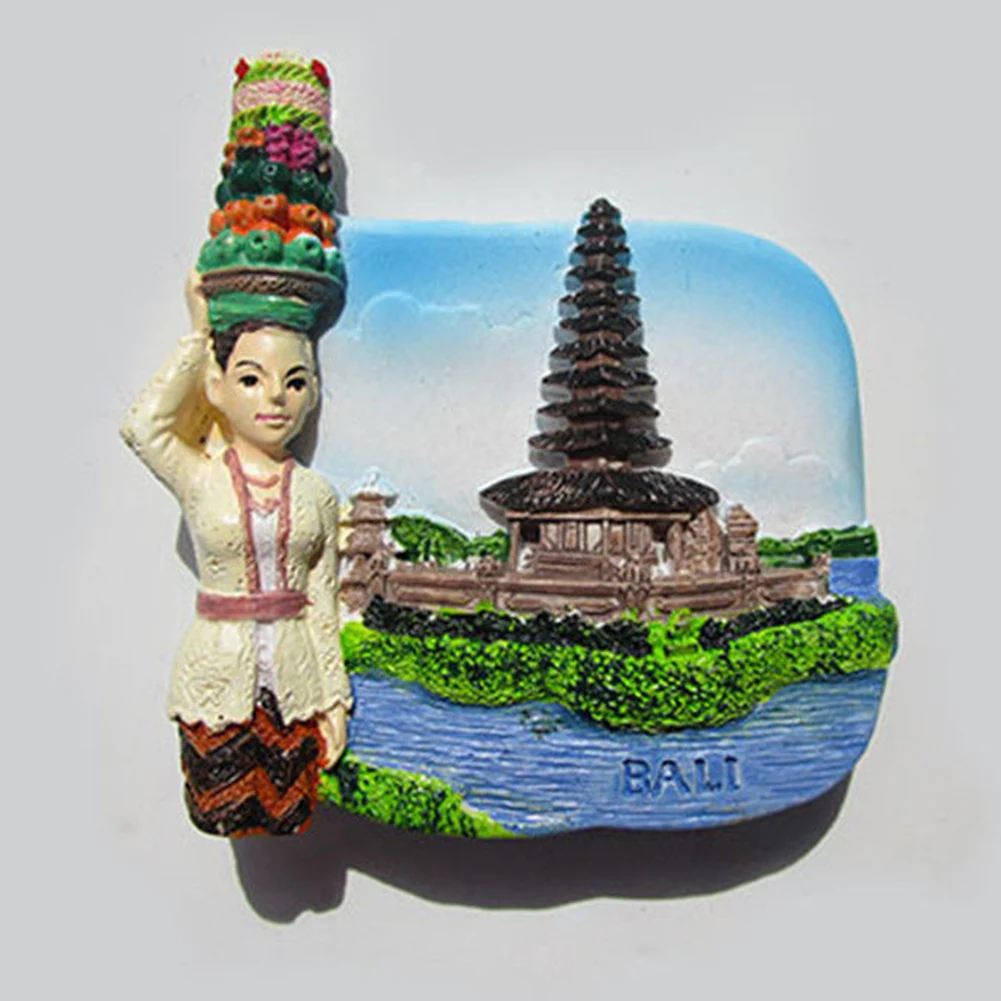Indonesia Гостиная Ручная роспись современный изысканный сувенир пейзаж строительство домашний декор смолы подарок магнит на холодильник - Цвет: Indonesia