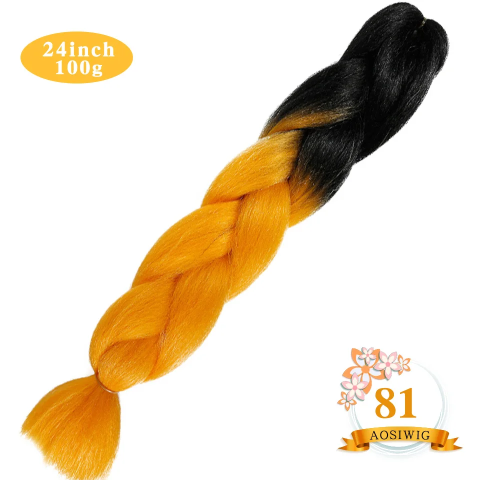 P4/613 AOSIWIG 24 ''100 г/упак. синтетические Омбре косички волос крючком косички Прически наращивание волос фиолетовый розовый черный - Цвет: P4/613