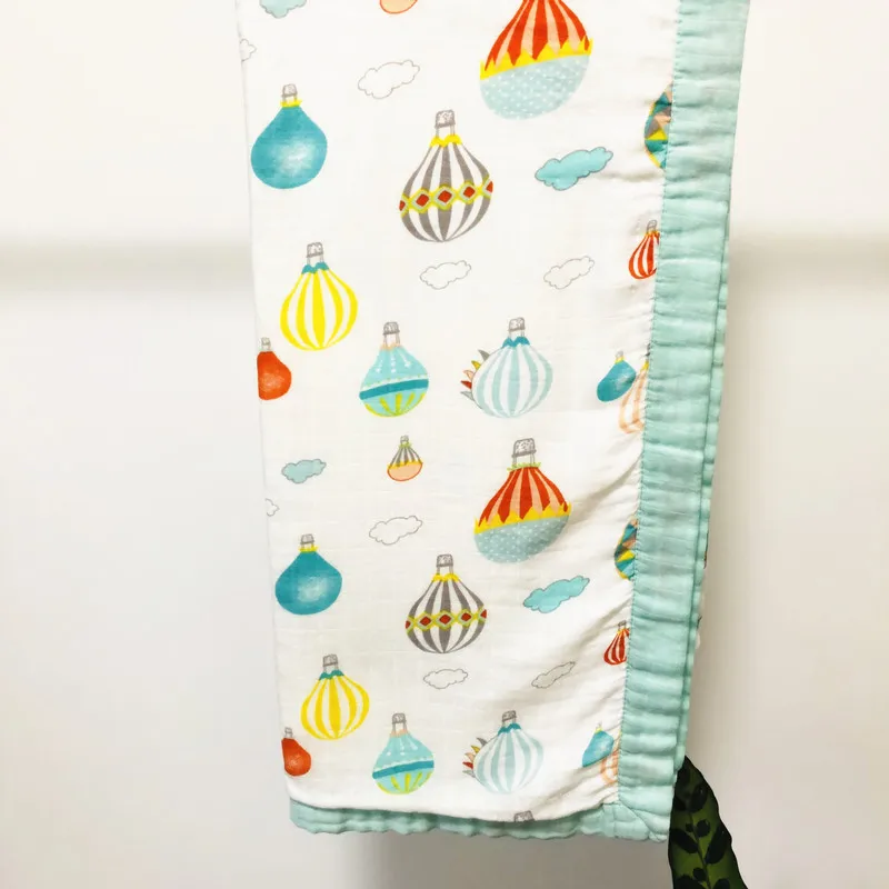 4 слоя 125*125 см детское одеяло для новорожденных бамбуковая хлопковая муслиновая пеленка обертывание одеяло зимнее детское постельное белье простыня банное полотенце - Цвет: balloon