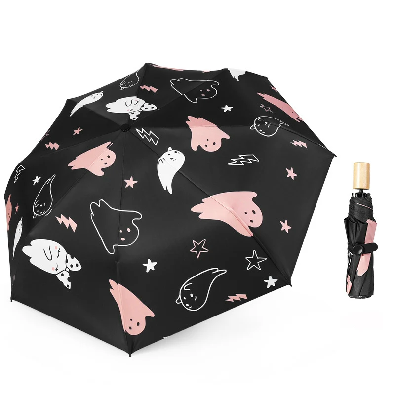 YADA INS New Cartoon Cute Cats Umbrella Folding Wood Handle Animal Umbrellas For Women UV Windproof Rainy Umbrella Parasol YD246