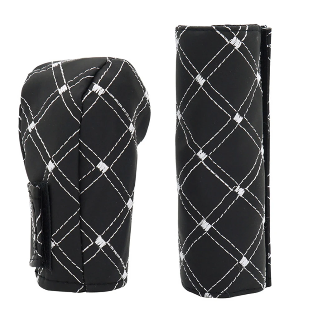 2 шт./компл. из искусственной кожи авто ручной тормоз крышка переключения передач рукоятки ручного тормоза чехол гнездо для быстрого соединения для включения и выключения в виде ракушки
