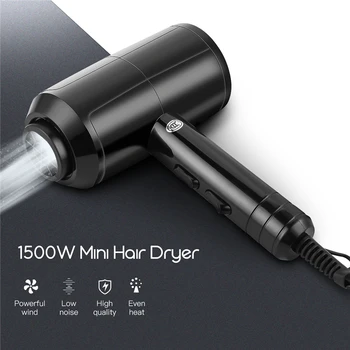 

1500W Mini Hair Dryer Low Noise Ion Technology Blow Dryer Quick Drying Travel Hairdryer Hot Cold Wind 2 Speed 2 Heat Setting 31