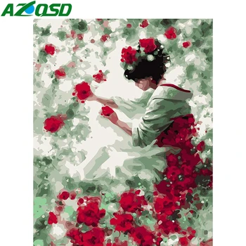 

AZQSD Unframe Oil Painting By Number Canvas Kits Girl Unique Gift DIY Adult Coloring By Numbers Portrait Home Decoration
