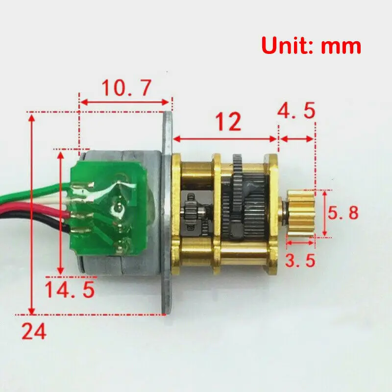 Micro 15 Stepper Motor DC 5V 12V 2-phase 4-wire Metal Gearbox Gear Reducer 1:100 