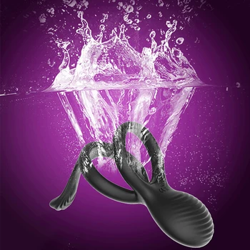 Vibrating Dual Penis Ring Premium Stretchy Soft Cock Ring 7 Vibration Modes Erection Enhancing Sex Toys for Men and Couples Play 4