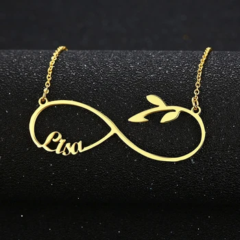

INFINITY SYMBOL NAMES NECKLACE STAINLESS STEEL CUSTOM NAME MOTHER DAY GIFT NAME+FONT NUMBER