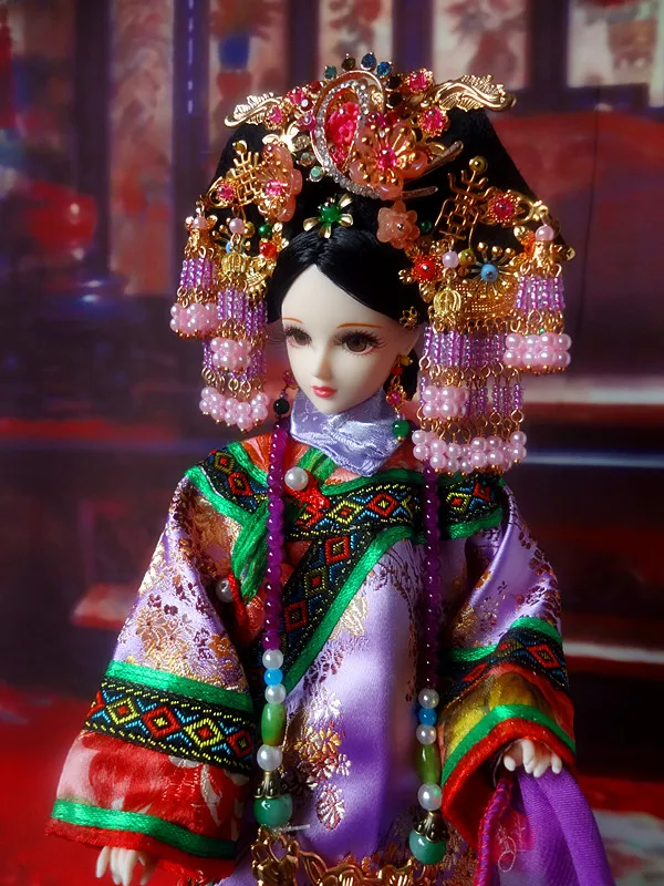 1" традиционные китайские куклы-игрушки для девочек Коллекционная кукла принцессы династии Цин винтажная кукла BJD w/древний костюм платье