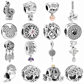 

2020 High Quality Boy mickey bird leaves Beads Fit Original Pandora Charms Bracelet Necklace for Women DIY Making Jewellery Gift